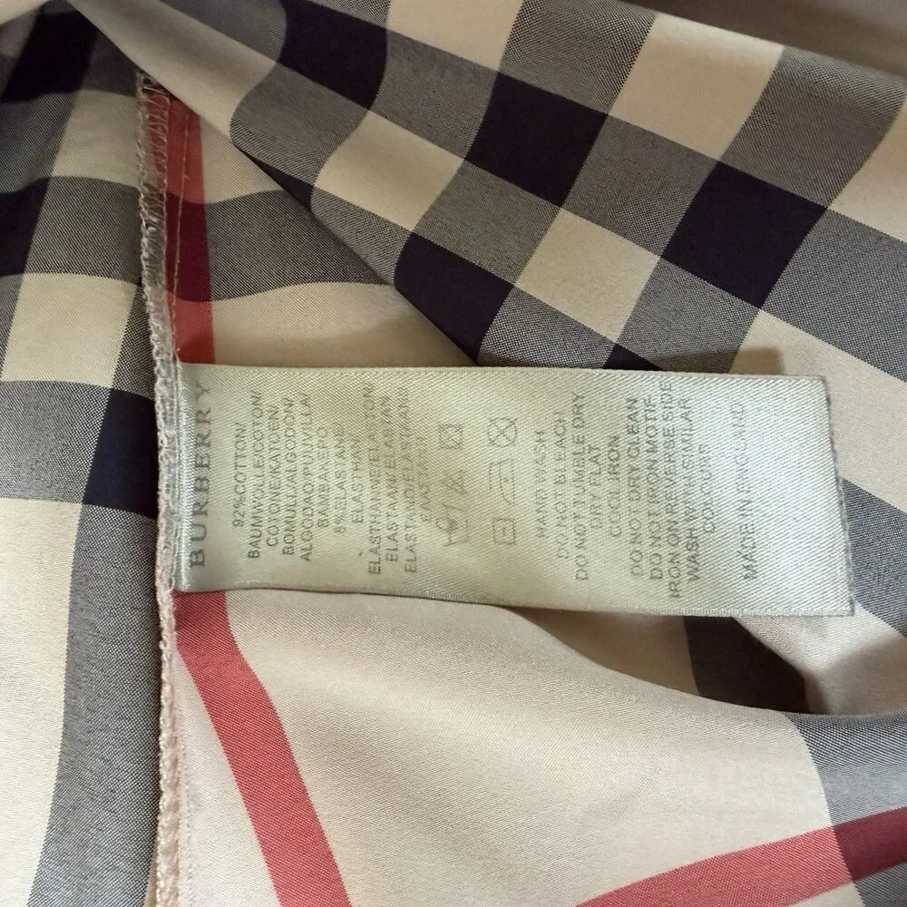 Burberry Brit Shirt Check Trim Women's Sz L Long Sleeve Cotton Career Designer - Picture 11 of 16